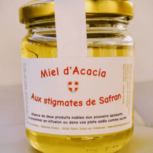 Pot de miel d'acacia aux stigmates de Safran du Genevois